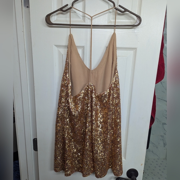 Gold Sequin Mini Dress - Picture 2 of 3